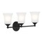 Designers Fountain Bronson 23in 3-Light Matte Black Transitional Indoor Vanity Light with Etched Glass Shades D278M-3B-MB - alternate 1